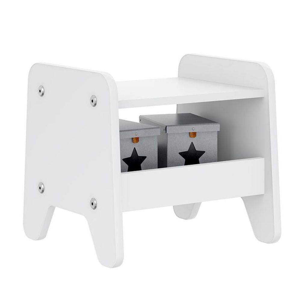 Banquinho Infantil Arredondado Com Porta Objetos - Branco