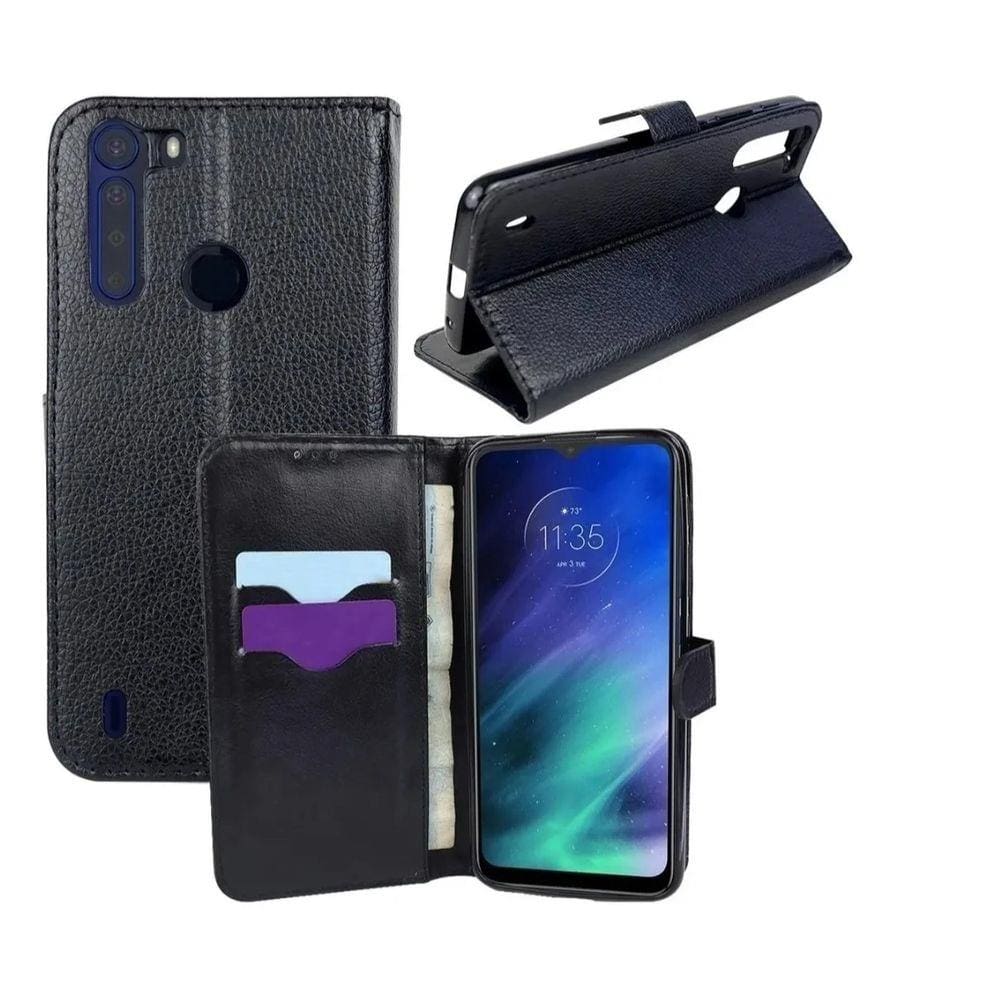 Capa Carteira (PRETA) Flip Antishock Porta Cartão Motorola Moto One Fusion XT2073