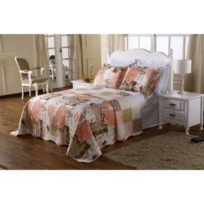 Kit Cobre Leito Casal Queen Bouti 03 Peças Patchwork Rose