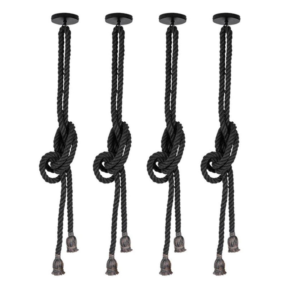 Kit com 4 Lustres Pendentes Corda para 2 Lâmpadas E27 Chumbo Bivolt