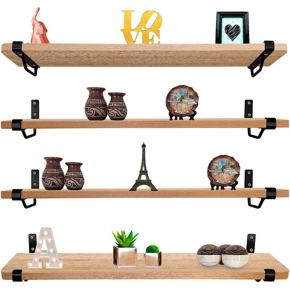 Kit Jogo 4 Prateleiras De Livros Mdf Preto/jade 60cm X 15c