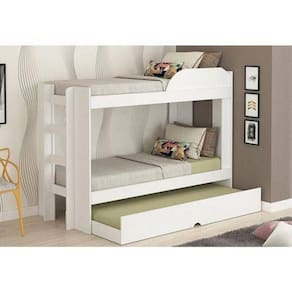 Treliche Cimol Bia (2 Camas+Auxiliar)+3 Colchões Branco