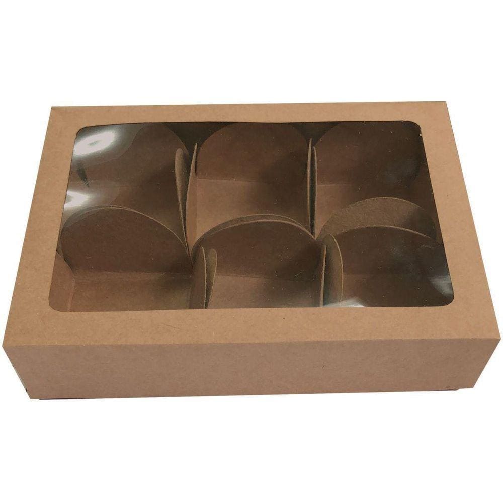 Embalagem Para Alimentos Trufas Kraft 13X9,2X3Cm 6 Formas