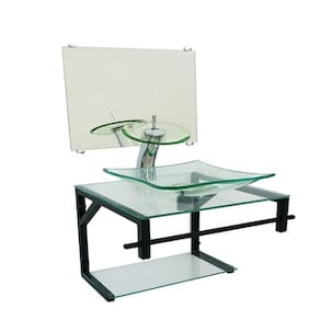 Gabinete de Vidro 40cm AP com Cuba Quadrada Incolor