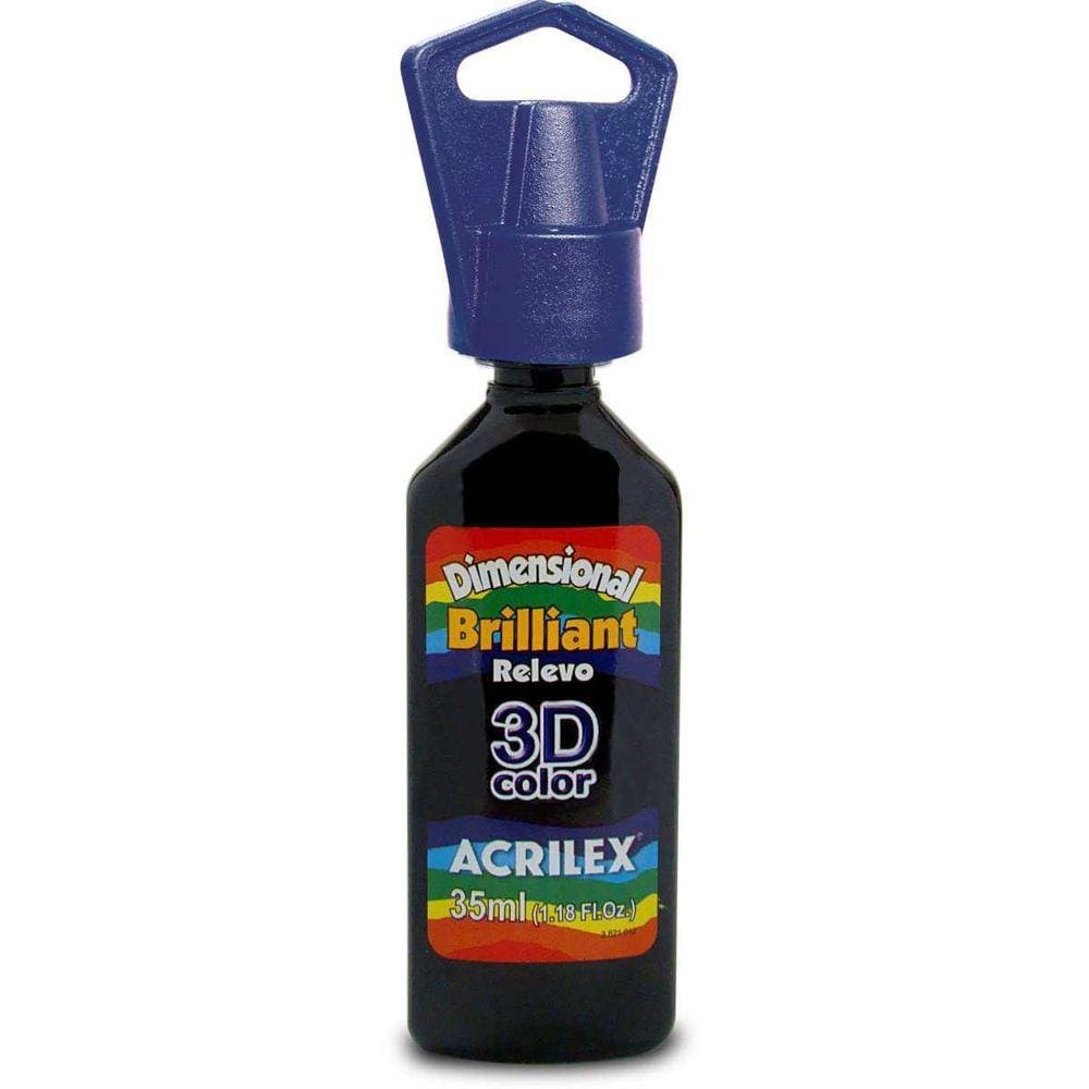 Tinta Relevo Brilhante Dimensional Preto 35Ml