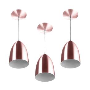 Kit 3 Lustre Pendente Luminária Cone de Alumínio Gold Rose