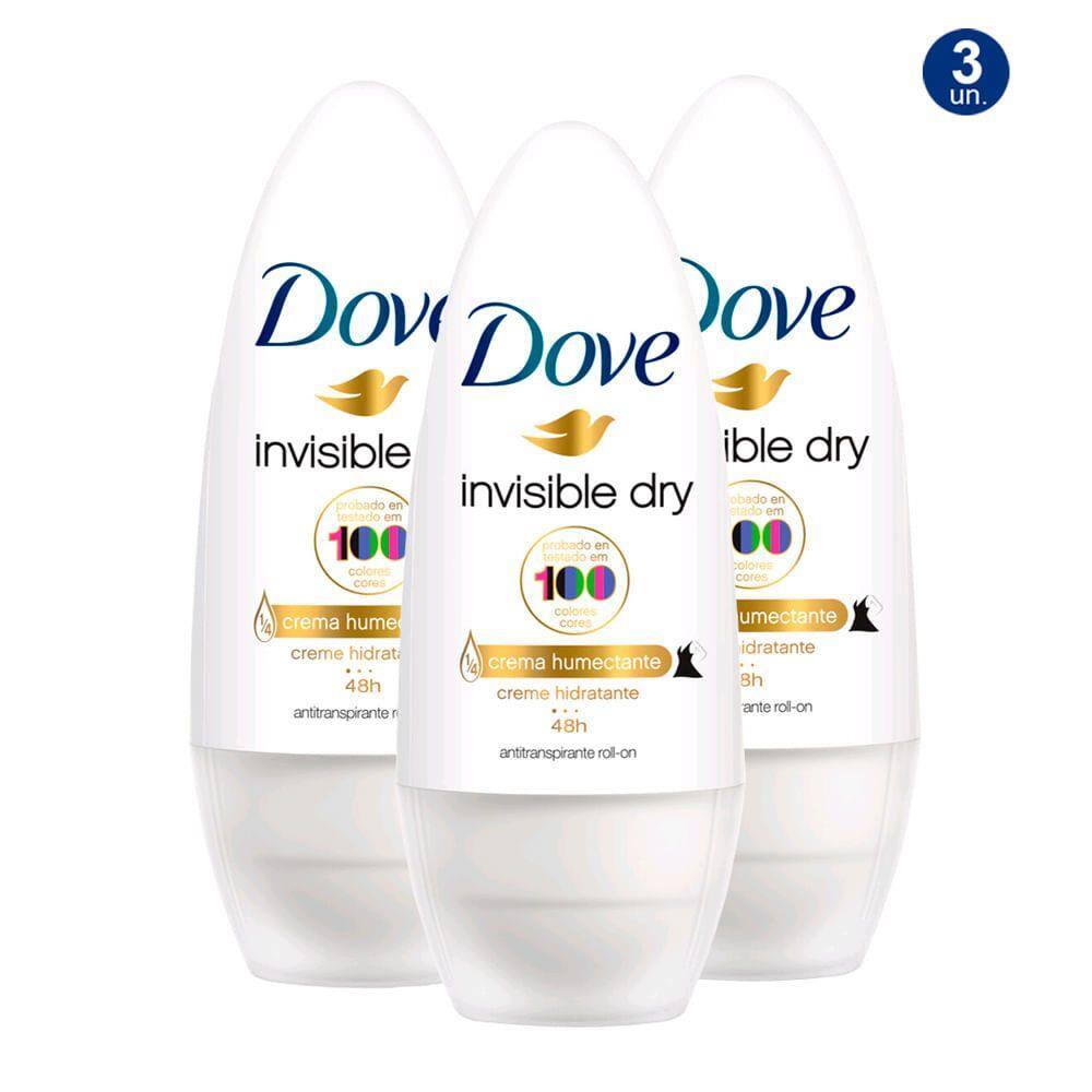 Kit 3 UN Desodorante Antitranspirante Roll-on Dove Invisible Dry