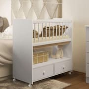 Mini Berço Moisés 2 Gavetas Com Colchão - Branco - Compacto - Até 20kg - Ideal Recém-Nascido