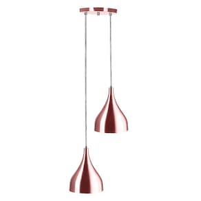 Lustre Pendente Aluminio Gota Duplo 21cm Gold Rose