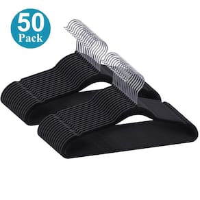 Cabide de Veludo Ultra Fino Antideslizante Preto - Caixa c/ 50 Cabides