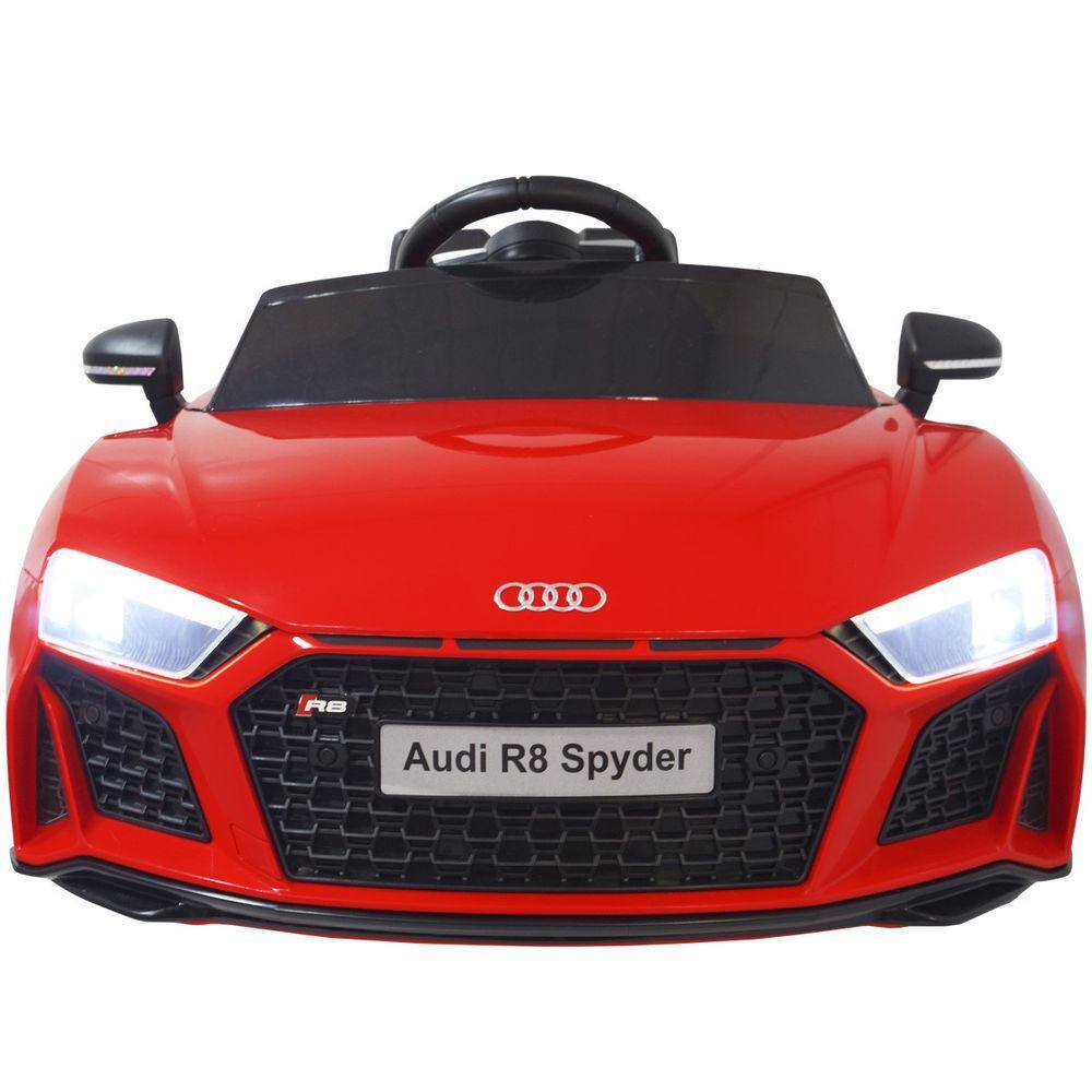 Mini Carro Elétrico Infantil Criança 12V Audi R8 Spyder Controle Remoto Vermelho Brinqway BW-123