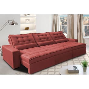 Sofá Retrátil e Reclinável 3,52m com Molas Ensacadas Cama Inbox Gold Tecido Suede Velusoft