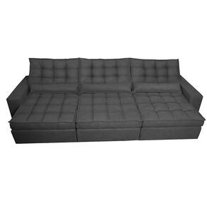 Sofá Retrátil e Reclinável 3,82m com Molas Ensacadas Cama Inbox Gold Tecido Suede Velusoft