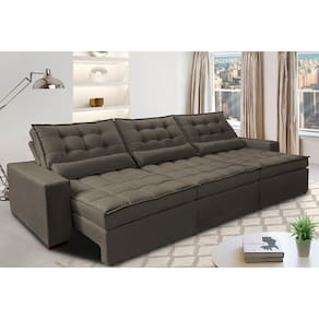 Sofá Retrátil e Reclinável 3,52m com Molas Ensacadas Cama Inbox Gold Tecido Suede Velusoft