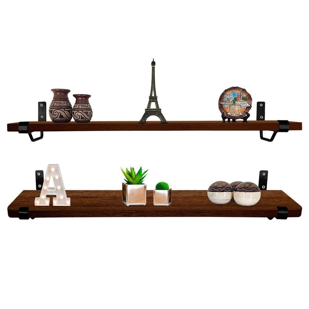 Kit Jogo 2 Prateleiras Parede Mdf Preto/villandry 60cmX15cm