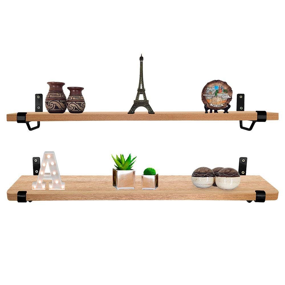 Kit Jogo 2 Prateleiras Livro Parede Mdf Preto/jade 60 X 15