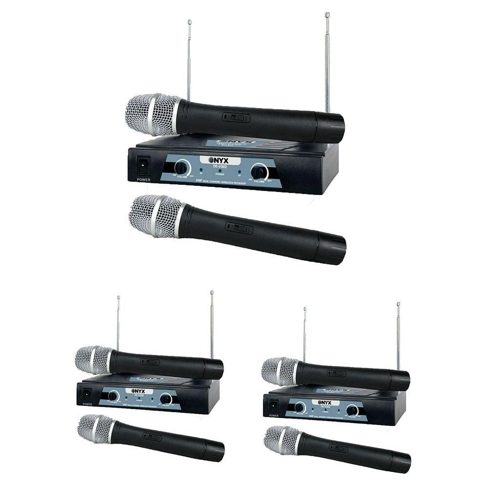 Kit 3 Microfones sem Fio TK-V202 VHF Onyx