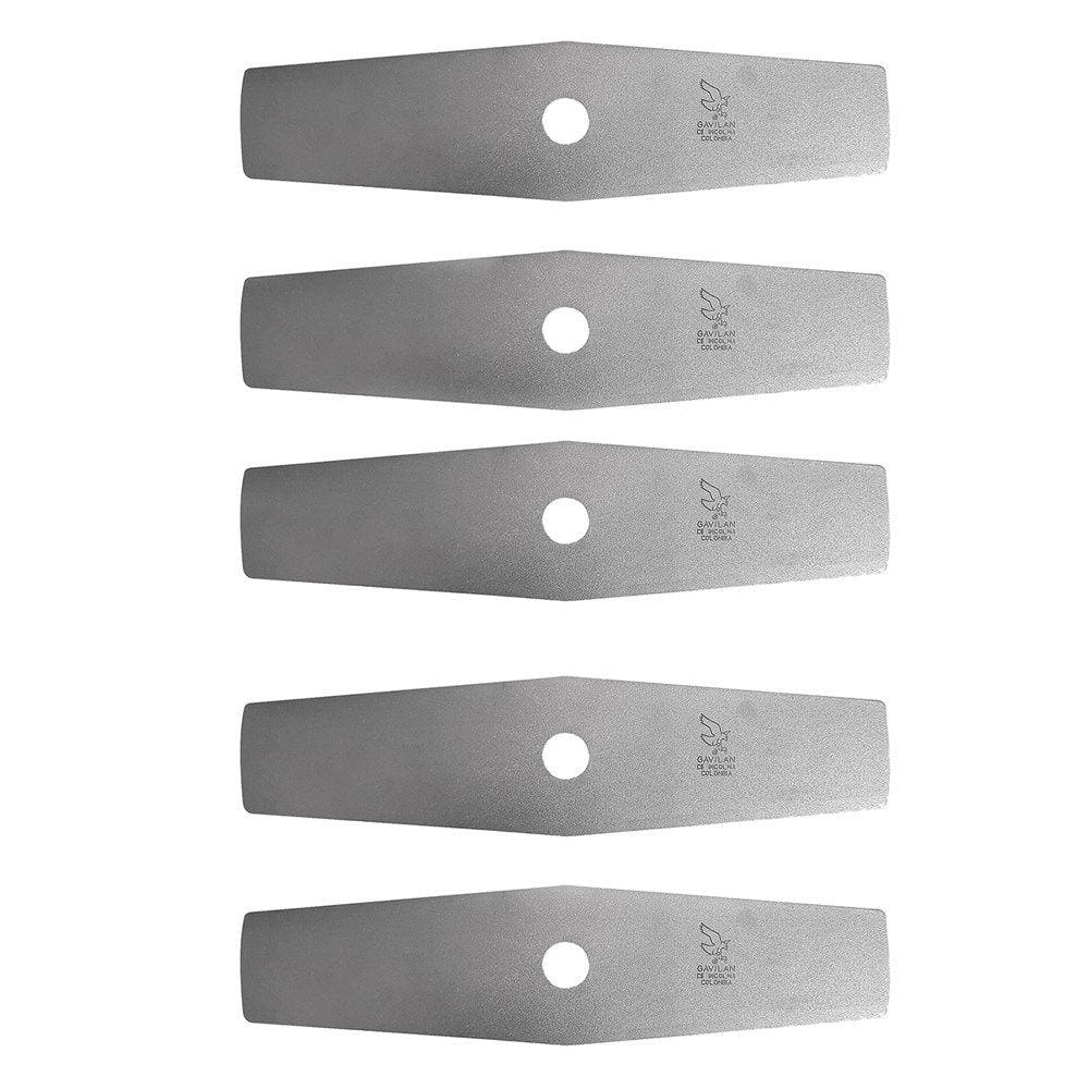 Kit 5 Facas Lâminas 2 Pontas Roçadeira 350mm furo 1" pintada 1,7mm