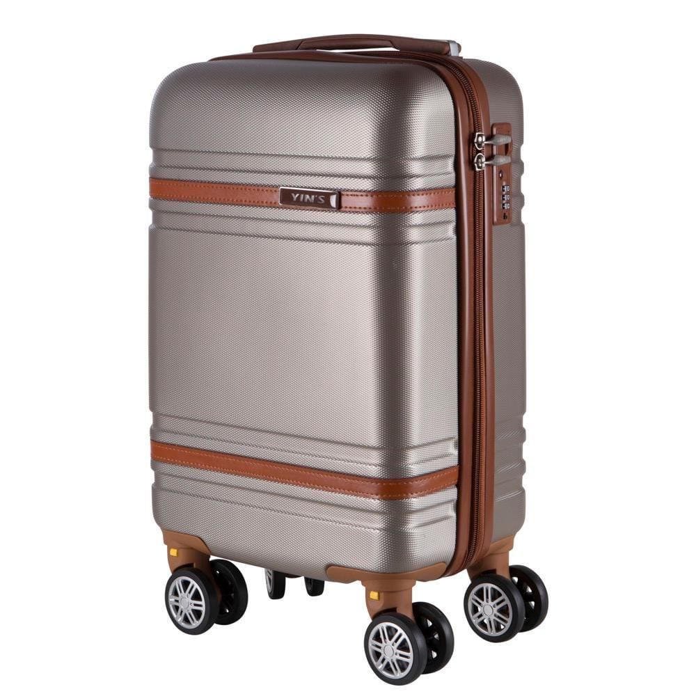 Mala de Bordo para Viagem em ABS Yins 21068 Rodas Duplas Cadeado Integrado Tam PP - Champagne