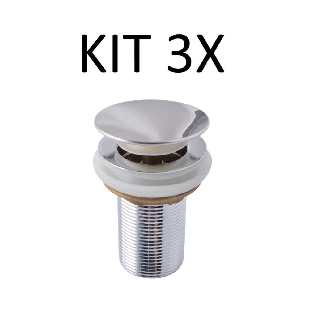 Kit Com 3 Válvulas Lavatório Banheiro Pia Cuba Click Cromada