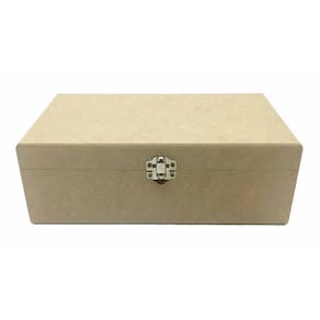 Caixa Lisa Fecho 35X23X12 Mdf Crú Decoração 100%Qualidade