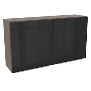 Armário Aéreo Madesa Lux 120 cm 2 Portas - Rustic/Preto
