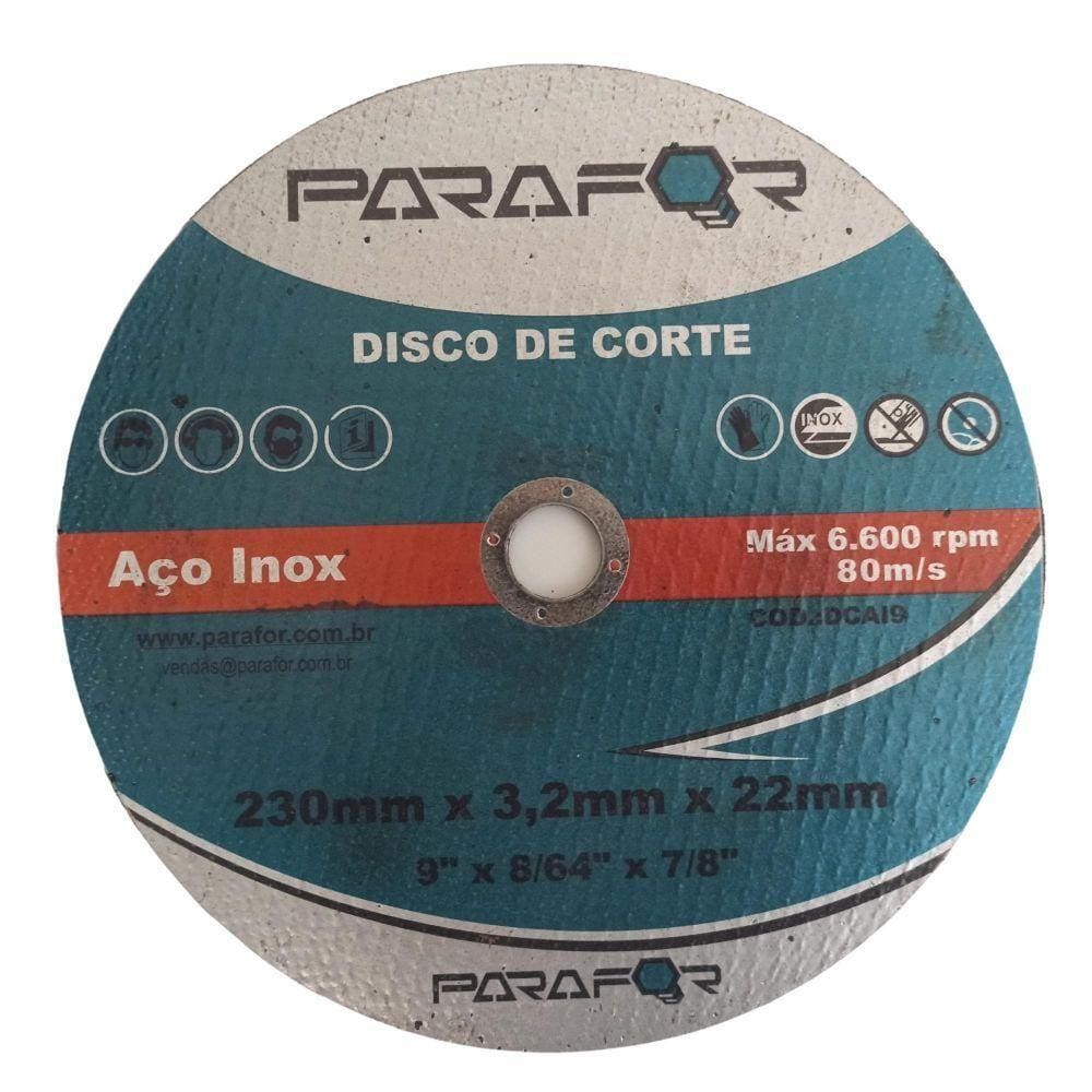25 Discos de Corte Aço Inox 9 X 7/8 (230 X 3.2 X 22mm)