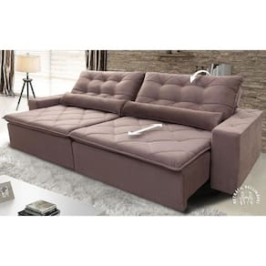 Sofá Retrátil/Reclinável Islândia 2,70m Suede Velut Tabaco c/ Molas no Assento - King House
