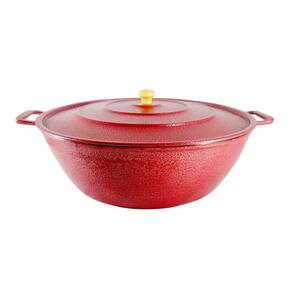 Tacho Restaurante Alça de Alumínio Fundido Craqueado Vermelho 35cm
