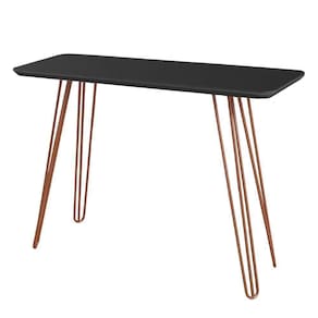 Aparador Decorativo Canto Copo Preto Pé Metálico Cobre