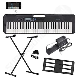 Kit Teclado Musical CASIOTONE CT-S300 Preto APP Chordana Play + Suporte em X + Pedal Sustain