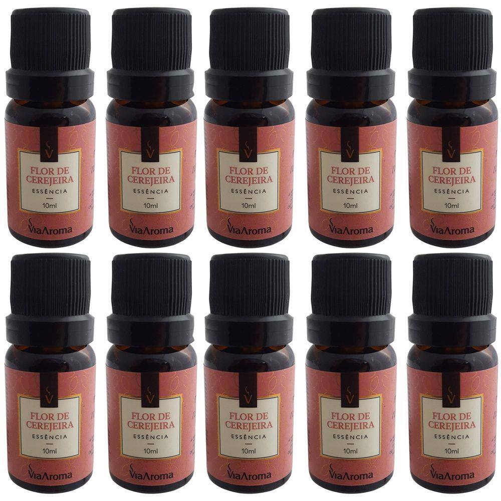 Kit 10 Essências Via Aroma Flor De Cerejeira De Aromatizador Aromaterapia 10Ml