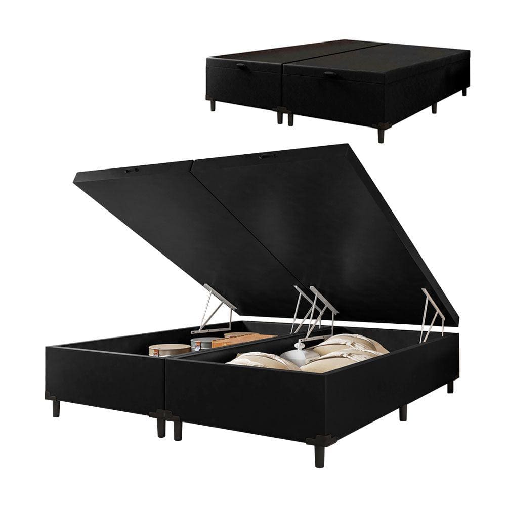 Cama Box com Baú Queen 1,58m com 41cm de Altura Prince Preto