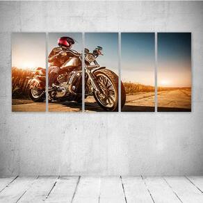 Quadro decorativo desenho moto Harley Davison marrom