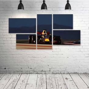 Quadro Decorativo - Bahrain-Gp-Daniel-Ricciardo-F1 - Composto de 5 Quadros