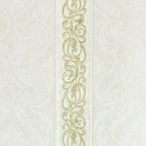 Papel de Parede Lavável Listras e Arabesco Bege Acinzentado e Dourado (Glitter e Leve Relevo)+ Cola Para Aplicação | 94472