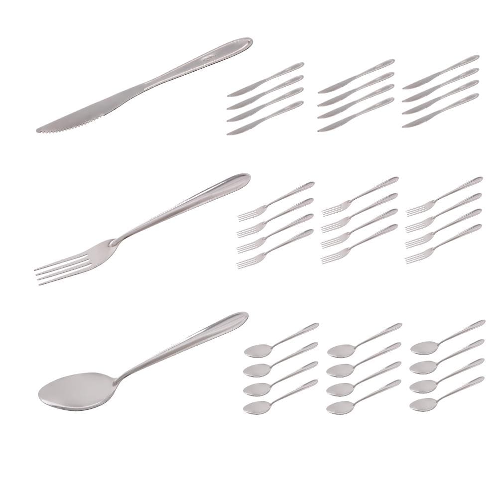 Conjunto 36 Talheres Garfo Colher Faca Inox Luxo