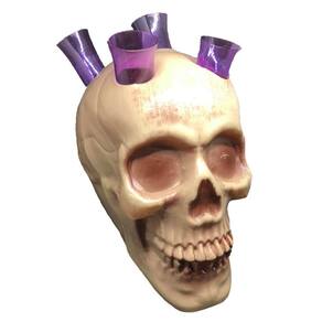 Caveira com Tubos de Ensaio Roxos para Colocar Drinks