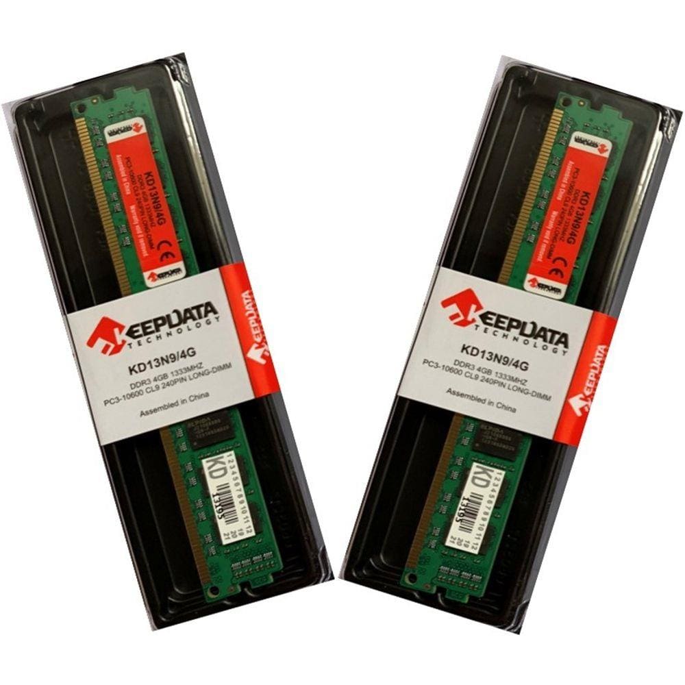 2 Módulos de Memória RAM DDR3 PARA DESKTOP 4GB 1333 MHz PC3-10600 CL9 240 Pinos LONG-DIMM