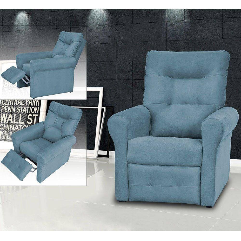 Poltrona Reclinável Clio Suede Azul Claro B 373 - Matrix