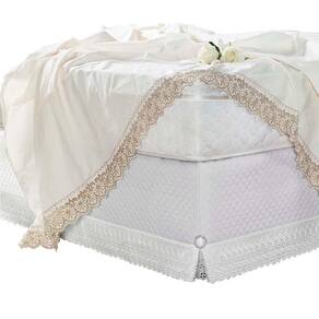 Saia de Cama Box Queen Paris Detalhe em Lese Branca