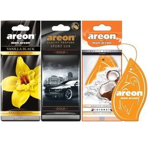 3 Perfumes Pra Carro Areon Vanilla Black,Lux Gold e Coconut