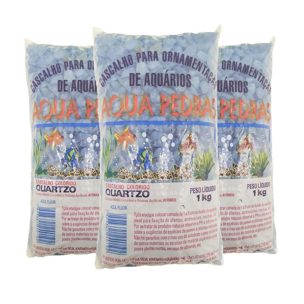 Cristal Quartzo Decoração Aquário e jardim Azul Flúor - 3kg