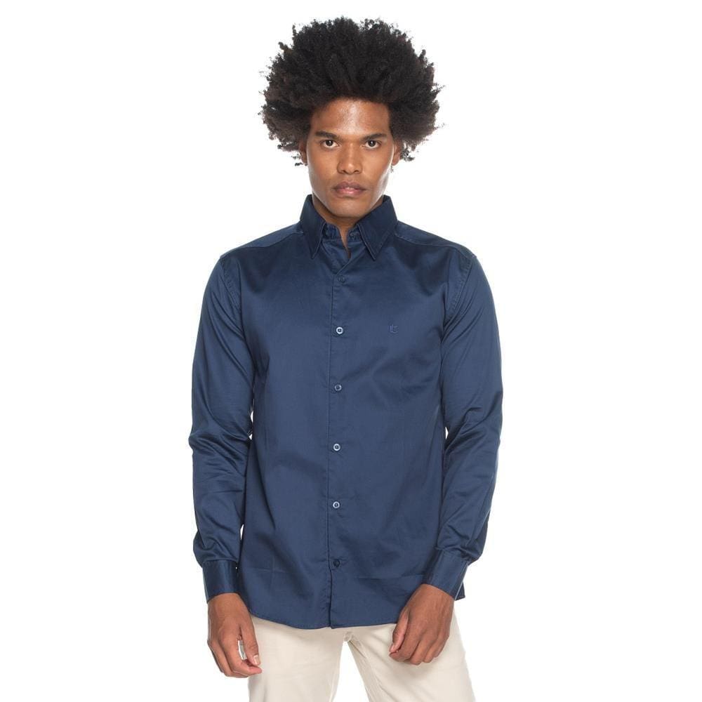 Camisa Social Teodoro ML Slim Fit Algodão Luxo Clássica