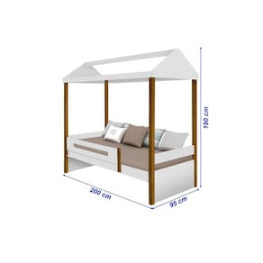 Cama Casa Sara Branco/Mel com Cama Auxiliar