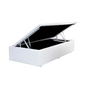 Baú Box Solteiro - eShop Casa - Couro Branco