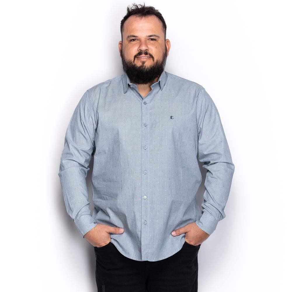Camisa Social Plus Size Masculina Manga Longa Casual