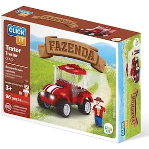 Brinquedo Fazenda Trator C/96 Blocos de Montar - Click It