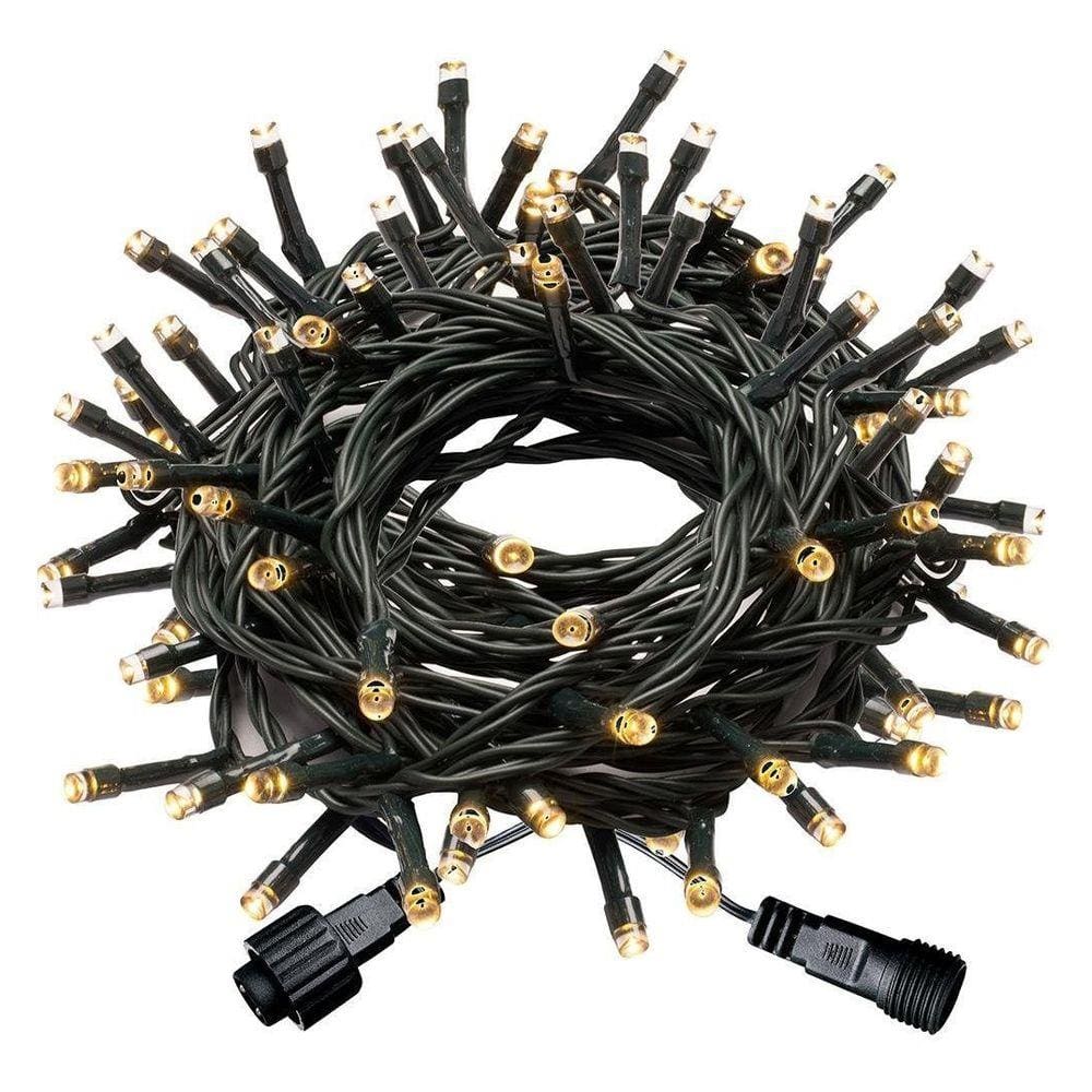 Cordão de Led Branco Quente 100 Lâmpadas Fixo Fio Verde