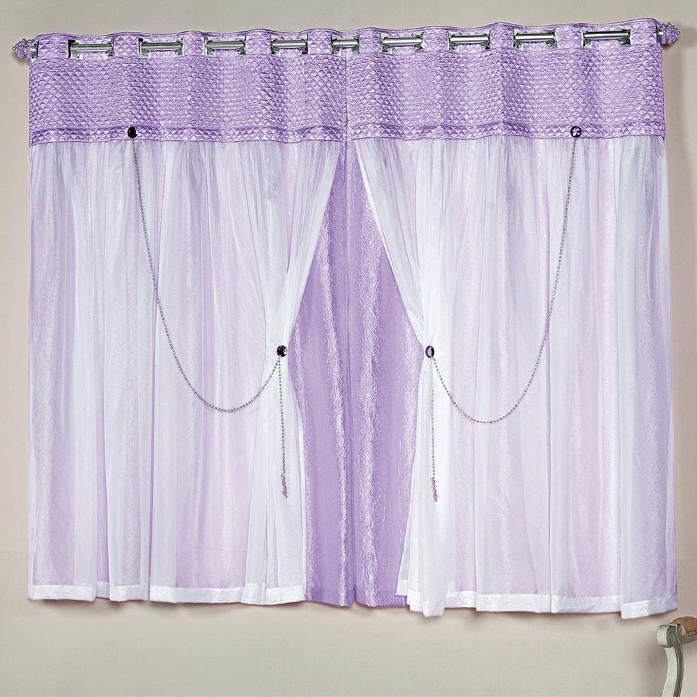 Cortina Princesinha Lilás 2,60m x 1,70m altura - Varão de até 2m